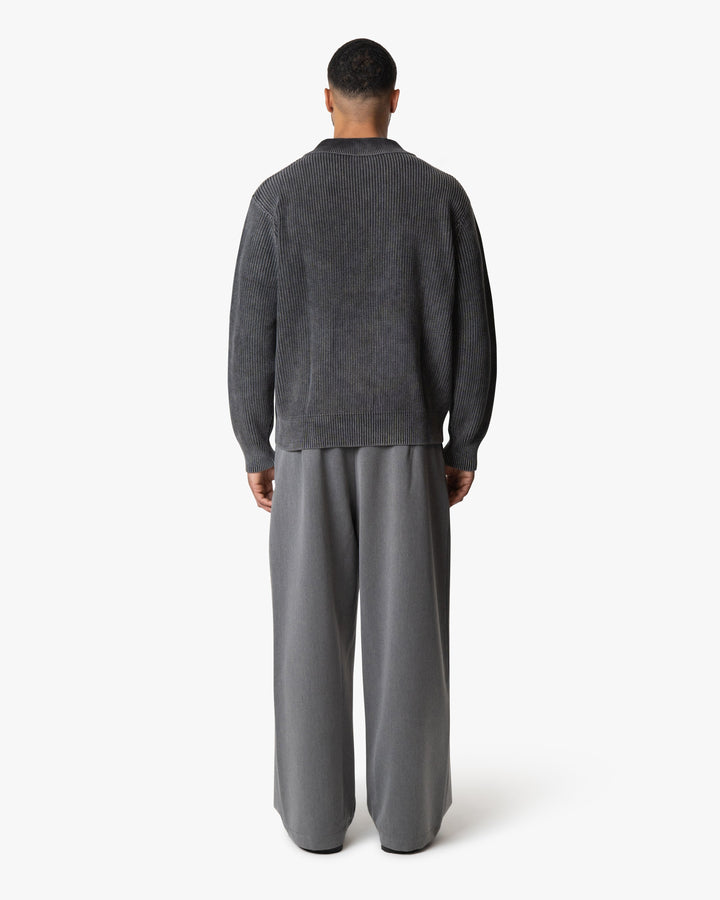KWASOWA CZERN SWETER POLO Z ZAMKIEM DO POLOWY